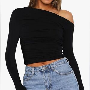 Black off the shoulder top